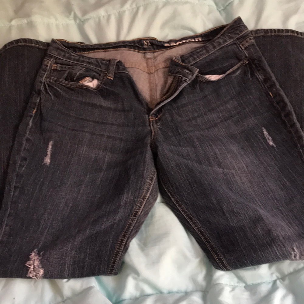 dark blue bootcut jeans
